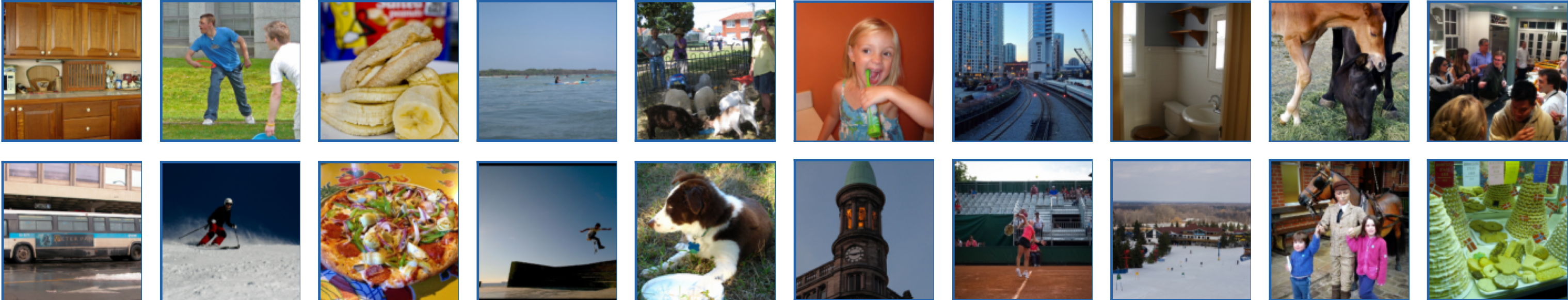 Twenty images selected from NSD Subject 1, arranged as two rows of ten images.
